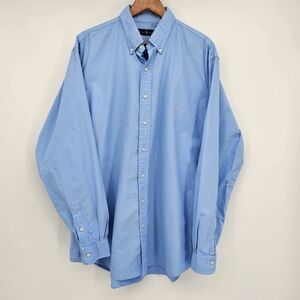 Ralph Lauren Blue Cotton Oxford Long Sleeve Button Down Mens Shirt XLT